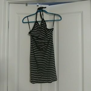 Cute ribbed bodycon halter dress